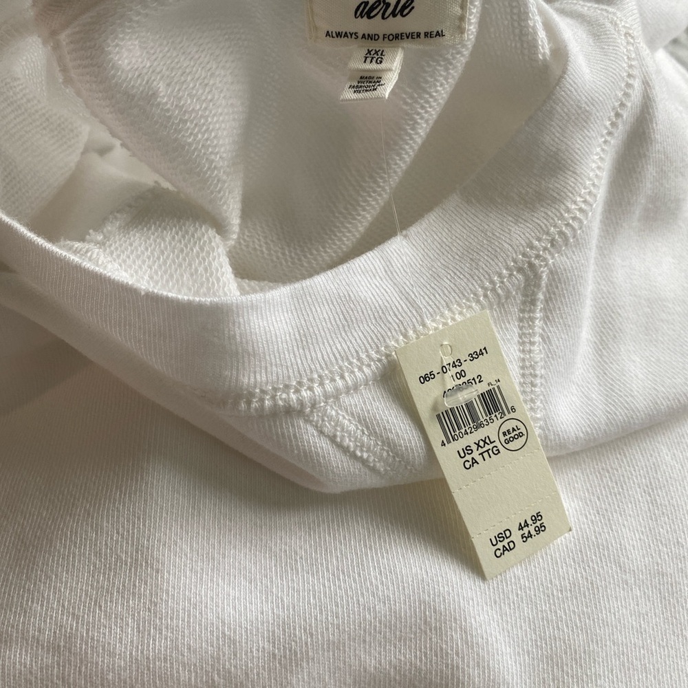 aerie White Puff-Sleeve Crew Neck Sweater XXL - Picture 5 of 5